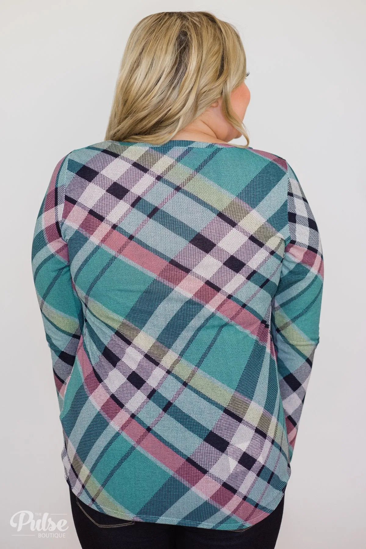 Plaid Twist Top- Blue