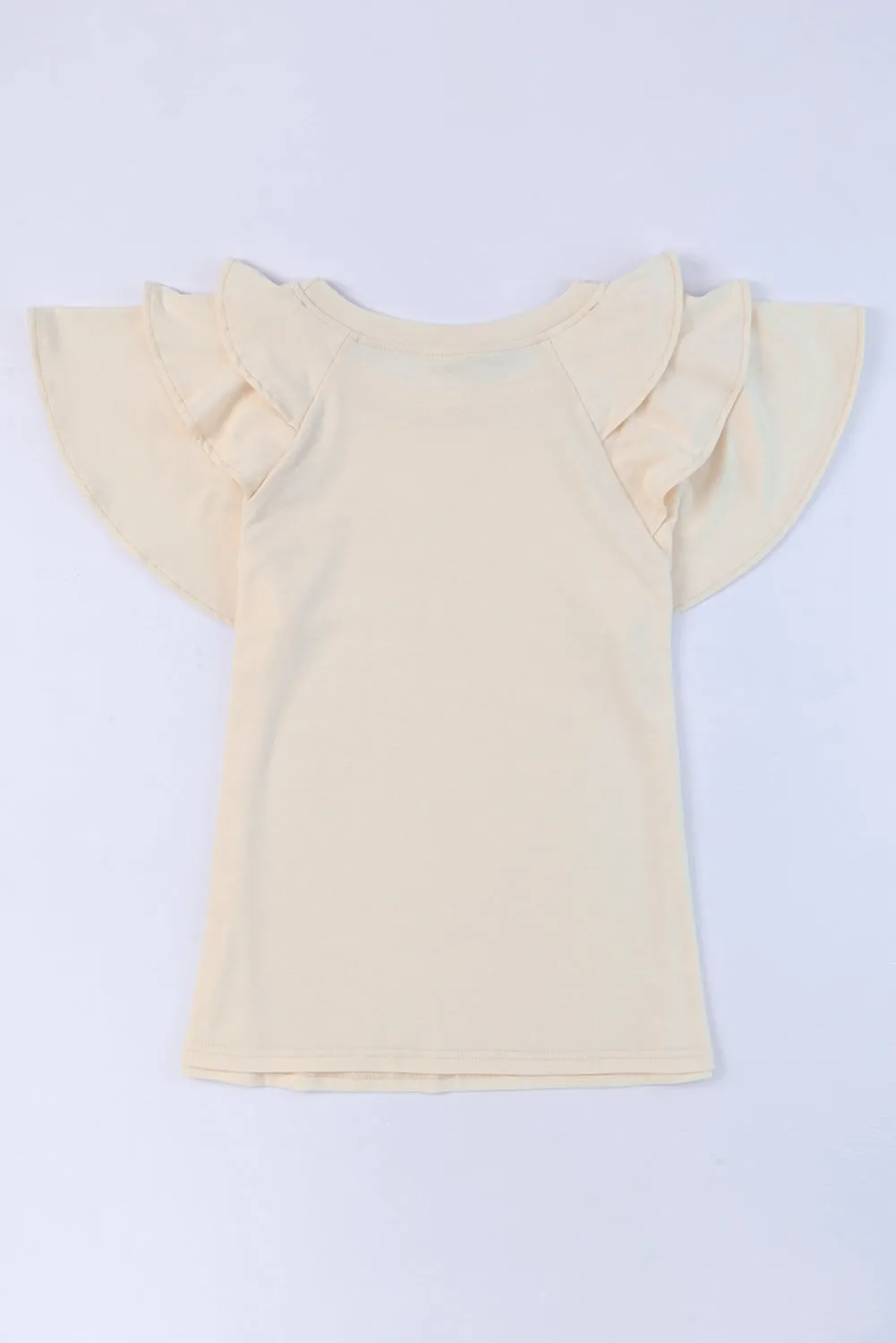 Plain Tiered Ruffled Short Sleeve T Shirt
