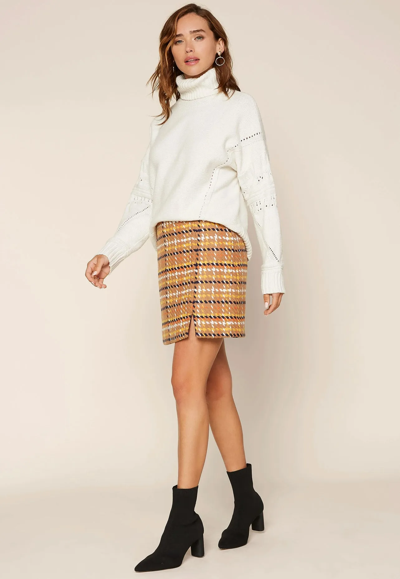 Playful Plaid Jacquard Mini In Camel