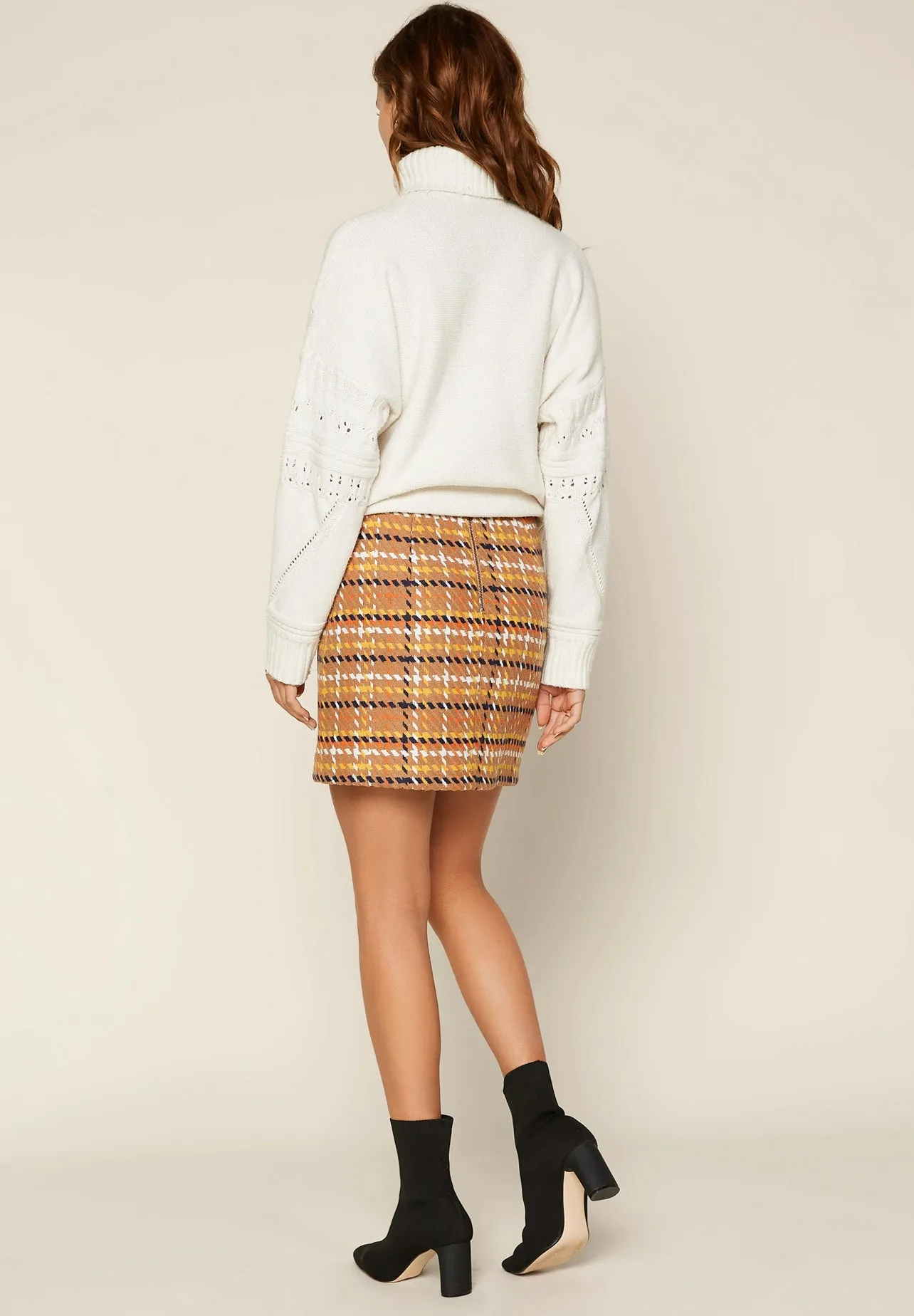 Playful Plaid Jacquard Mini In Camel