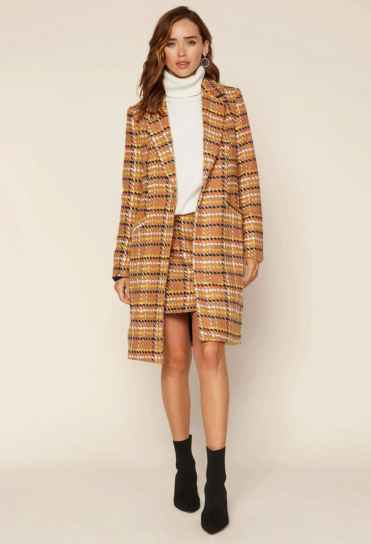 Playful Plaid Jacquard Mini In Camel