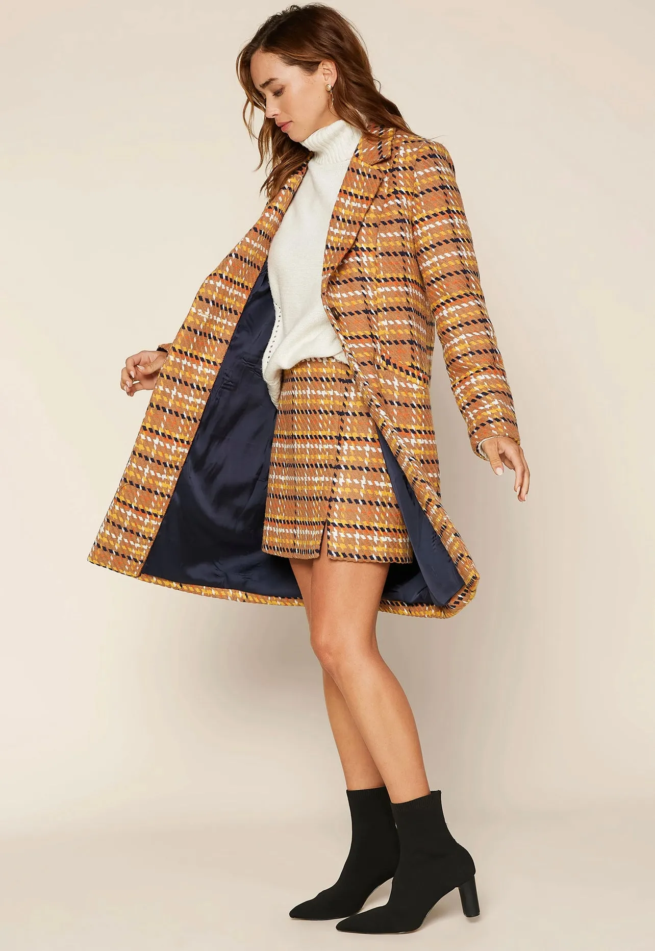 Playful Plaid Jacquard Mini In Camel