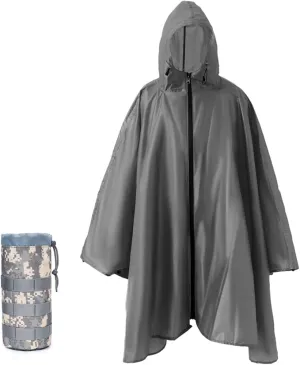 Plus Size Adult Rain Poncho with Hood and Zipper, Poncho Para Lluvia, Tactical Ponchos Adult For Camping, Hiking