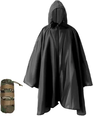 Plus Size Adult Rain Poncho with Hood and Zipper, Poncho Para Lluvia, Tactical Ponchos Adult For Camping, Hiking