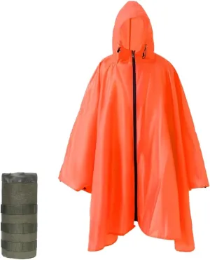 Plus Size Adult Rain Poncho with Hood and Zipper, Poncho Para Lluvia, Tactical Ponchos Adult For Camping, Hiking