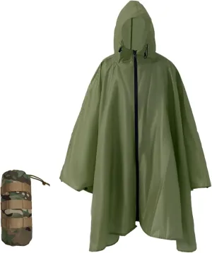 Plus Size Adult Rain Poncho with Hood and Zipper, Poncho Para Lluvia, Tactical Ponchos Adult For Camping, Hiking