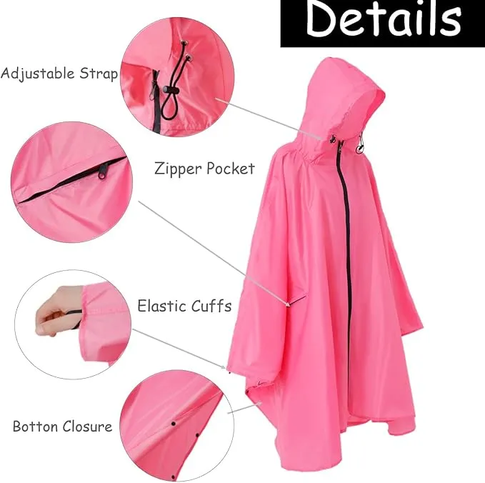 Plus Size Adult Rain Poncho with Hood and Zipper, Poncho Para Lluvia, Tactical Ponchos Adult For Camping, Hiking