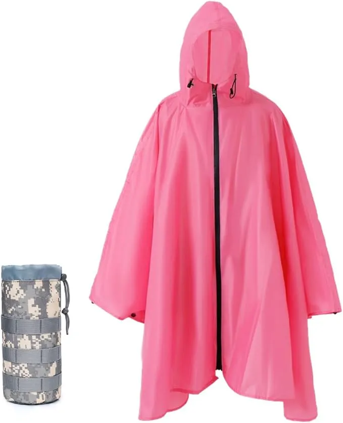 Plus Size Adult Rain Poncho with Hood and Zipper, Poncho Para Lluvia, Tactical Ponchos Adult For Camping, Hiking