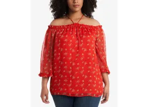 Plus Size Bouquet Refresh Off-The-Shoulder Top