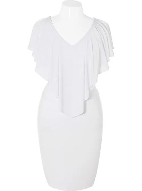 Plus Size Flowing White Two Piece Set