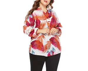 Plus Size Loose Long Sleeve Printed Shirt