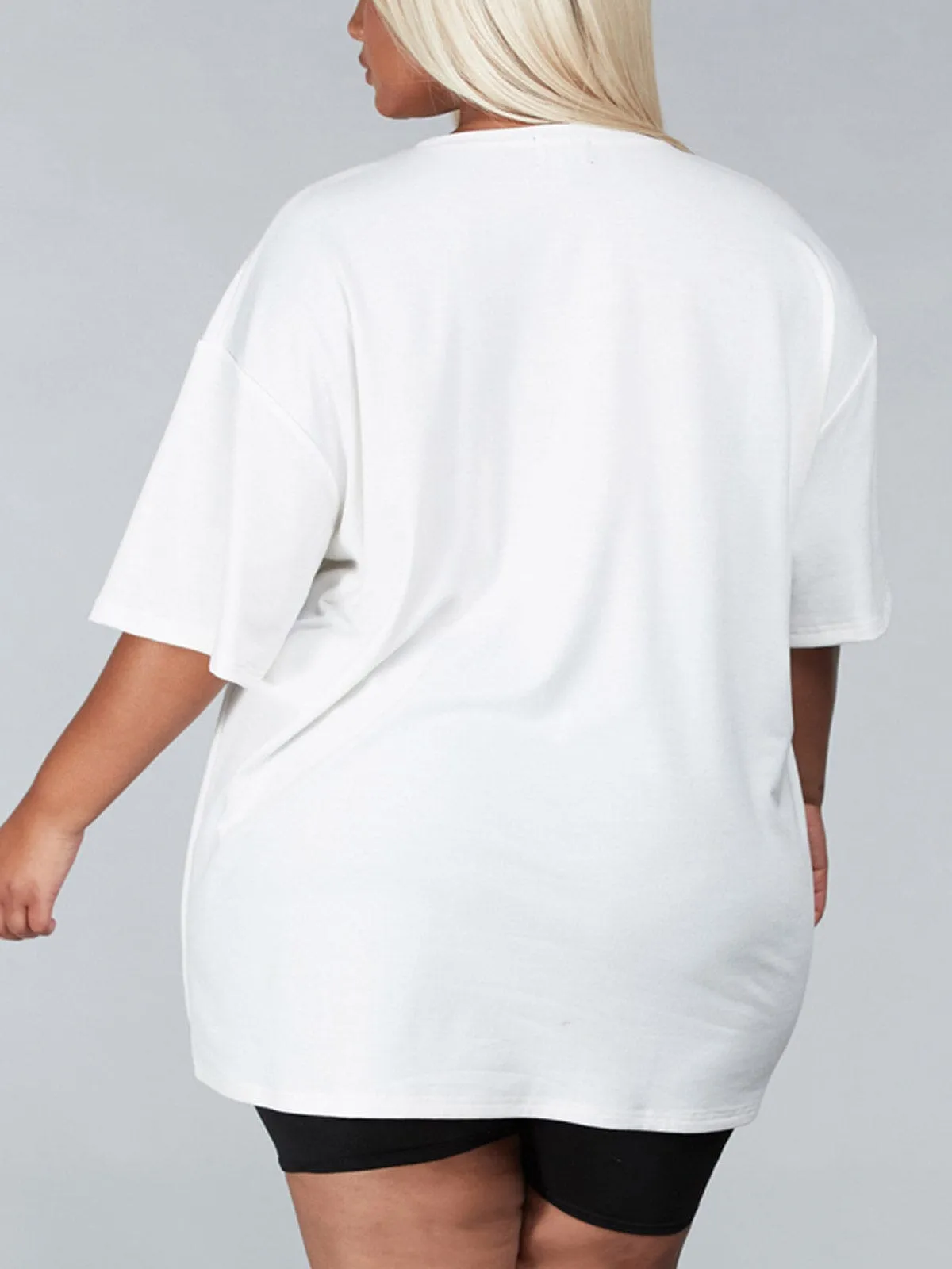 PLUS SIZE SHORT SLEEVE GRAPHIC PRINT TOP