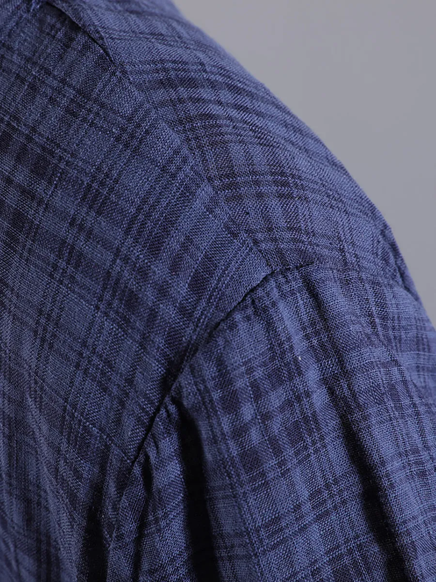 Plus Size Women Summer Artsy Plaid Loose Dress