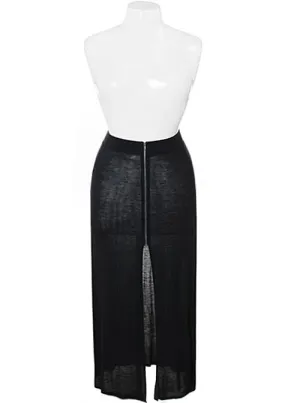 Plus Size Zip Up Black Maxi Skirt