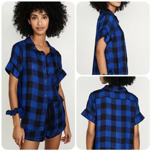 PLUSH Plaid Short PJ Set With Scrunchie