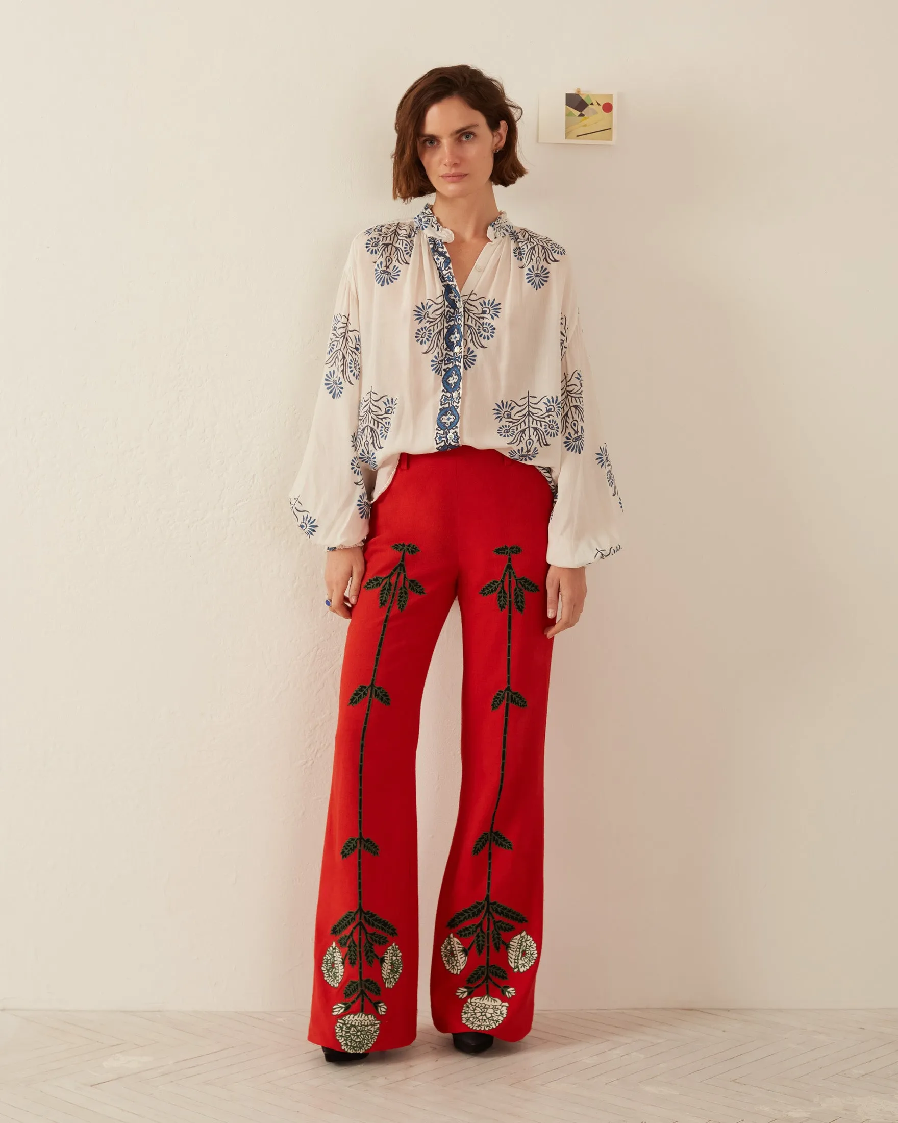 Poet Black and Blue Blouse