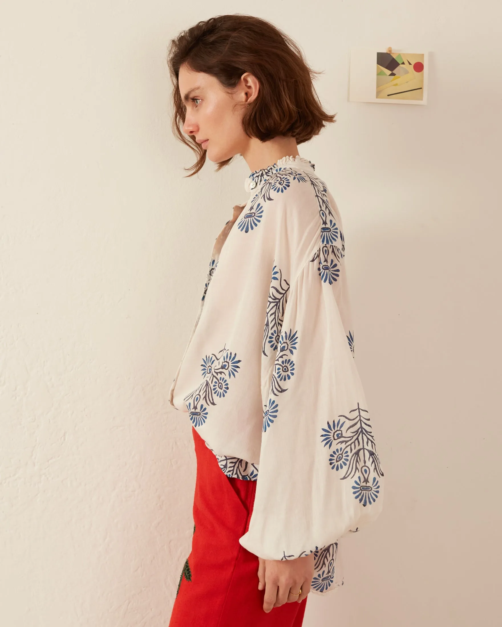 Poet Black and Blue Blouse