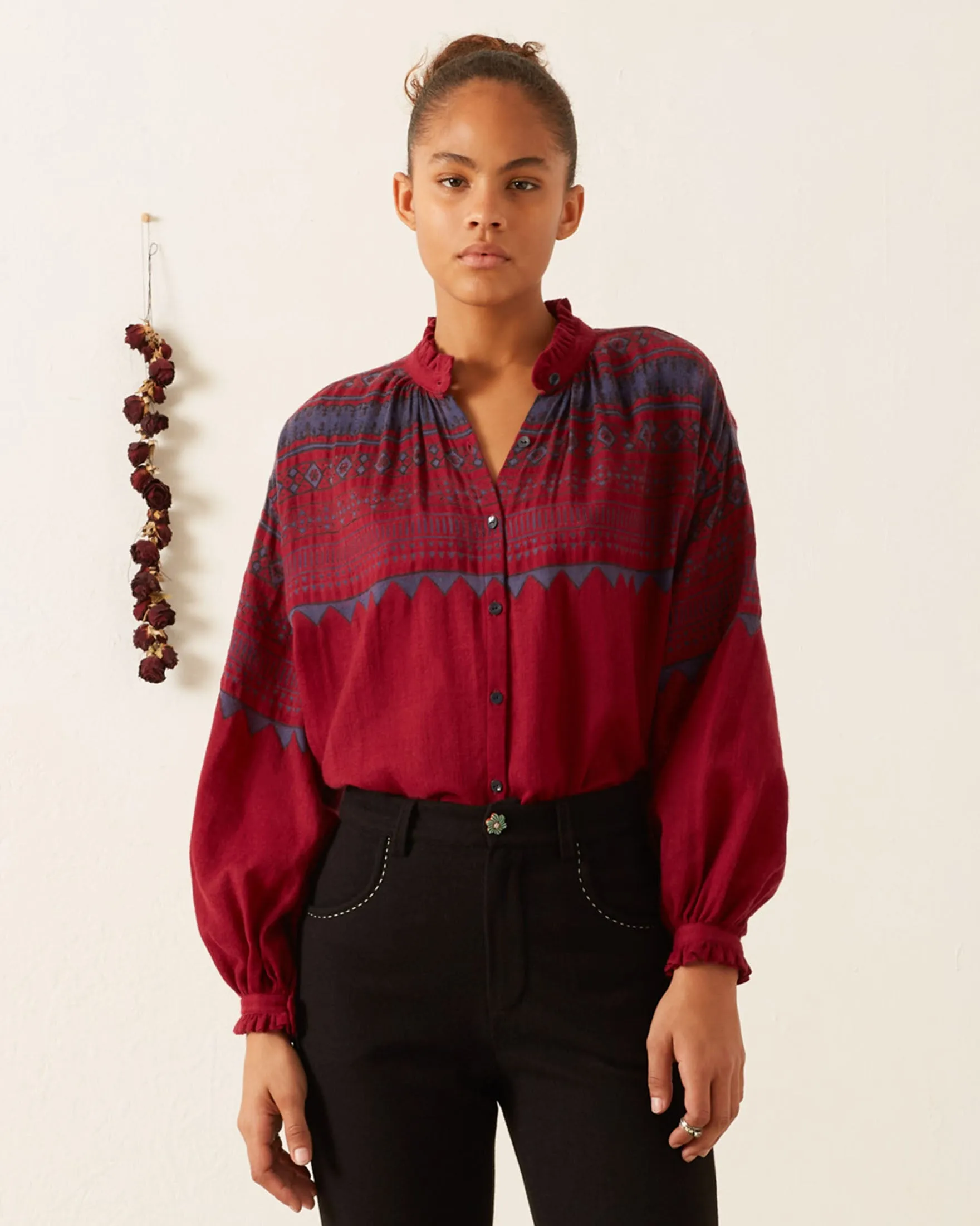 Poet Plum Fairisle Blouse