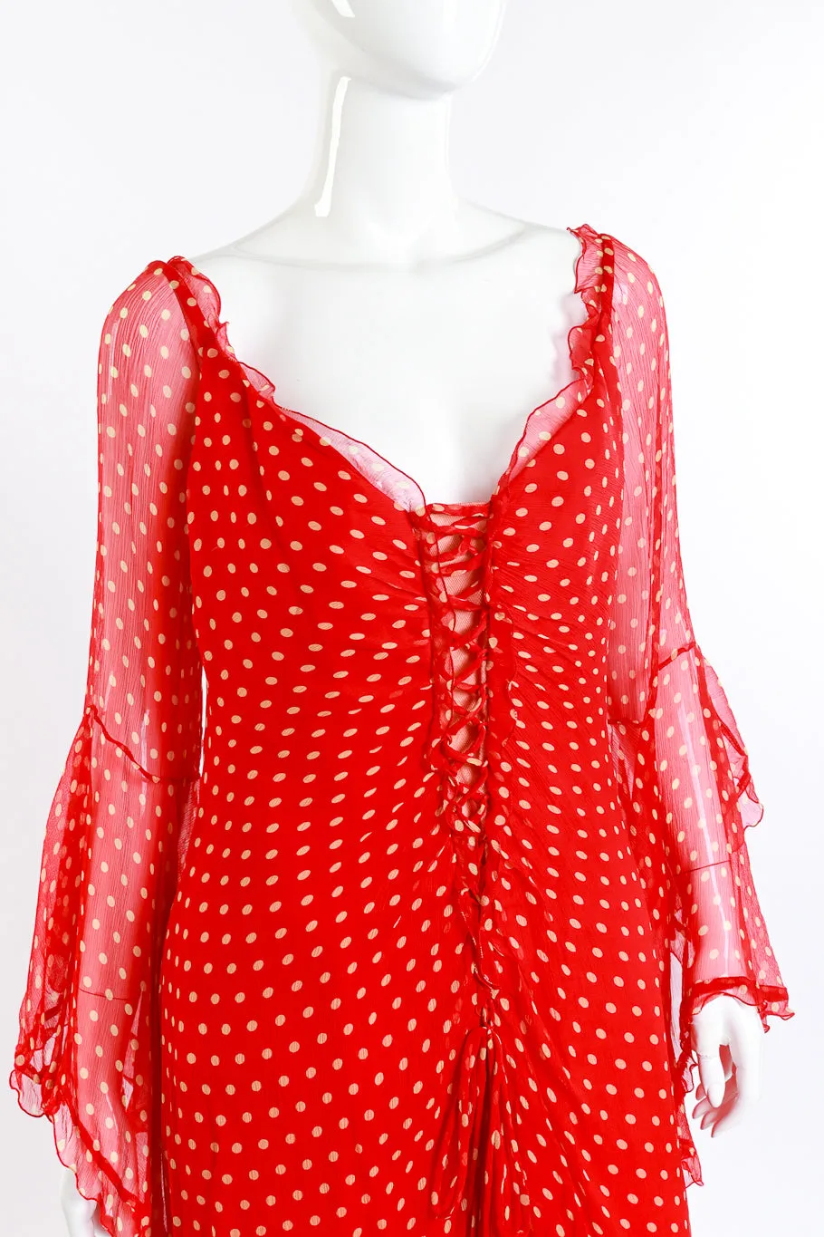 Polka Dot Silk Chiffon Gown