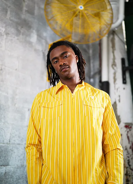 Poplin Long Sleeve Zip-up Shirt