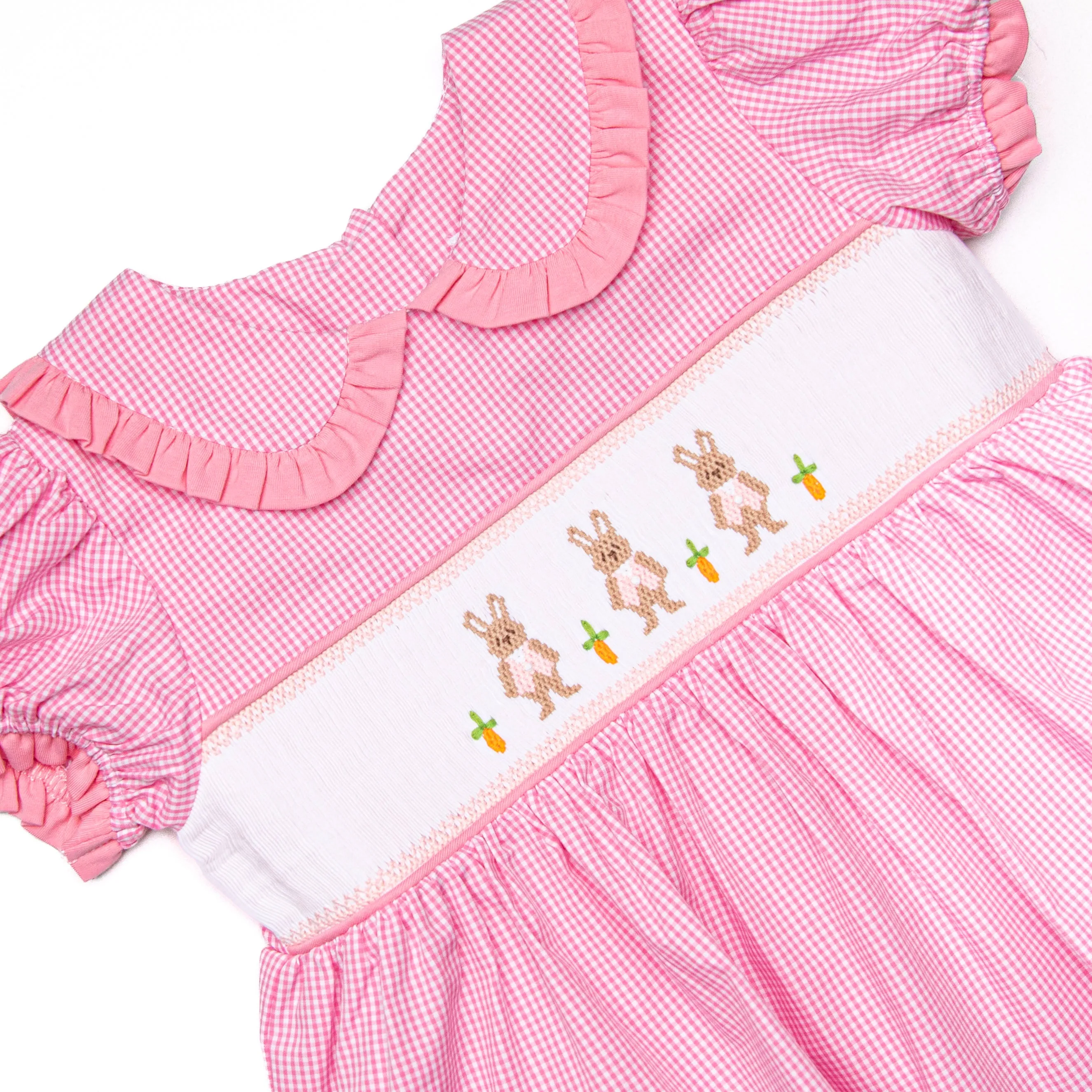 Poppy Cottontail Smocked Dress, Pink Gingham