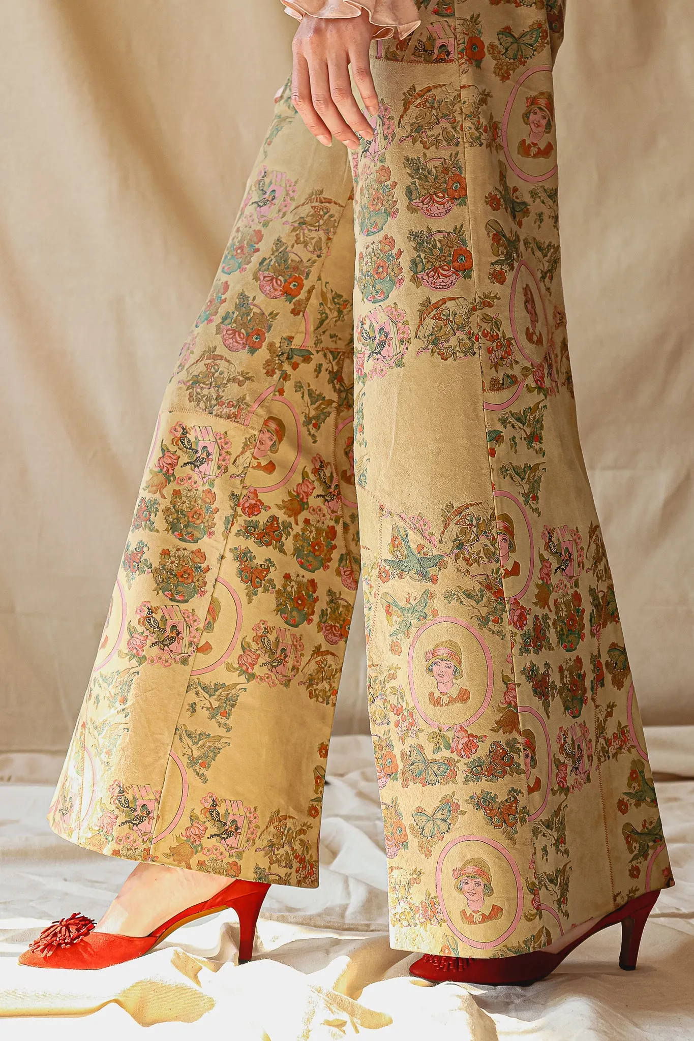 Portrait Printed Suede Pant