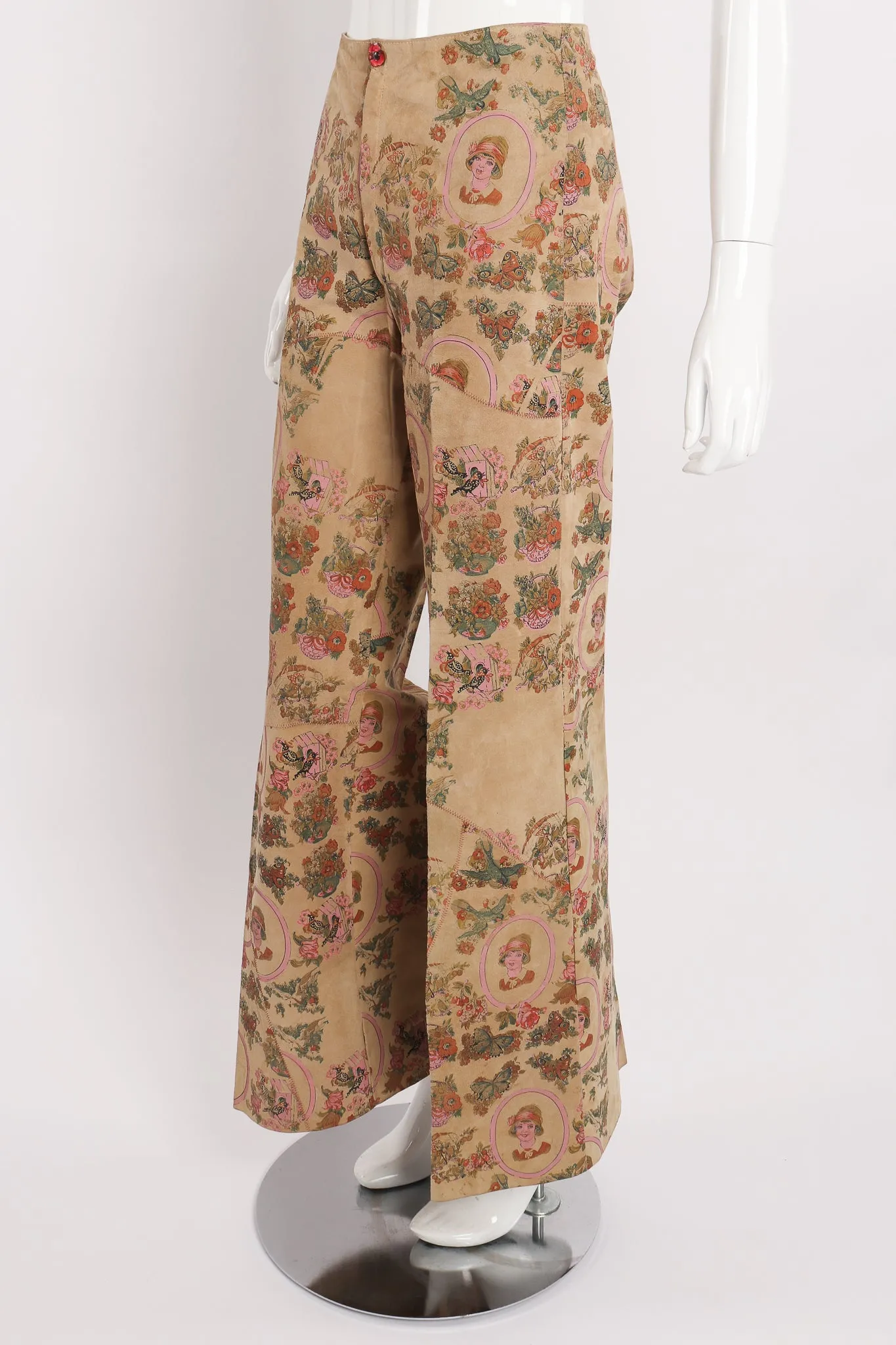 Portrait Printed Suede Pant