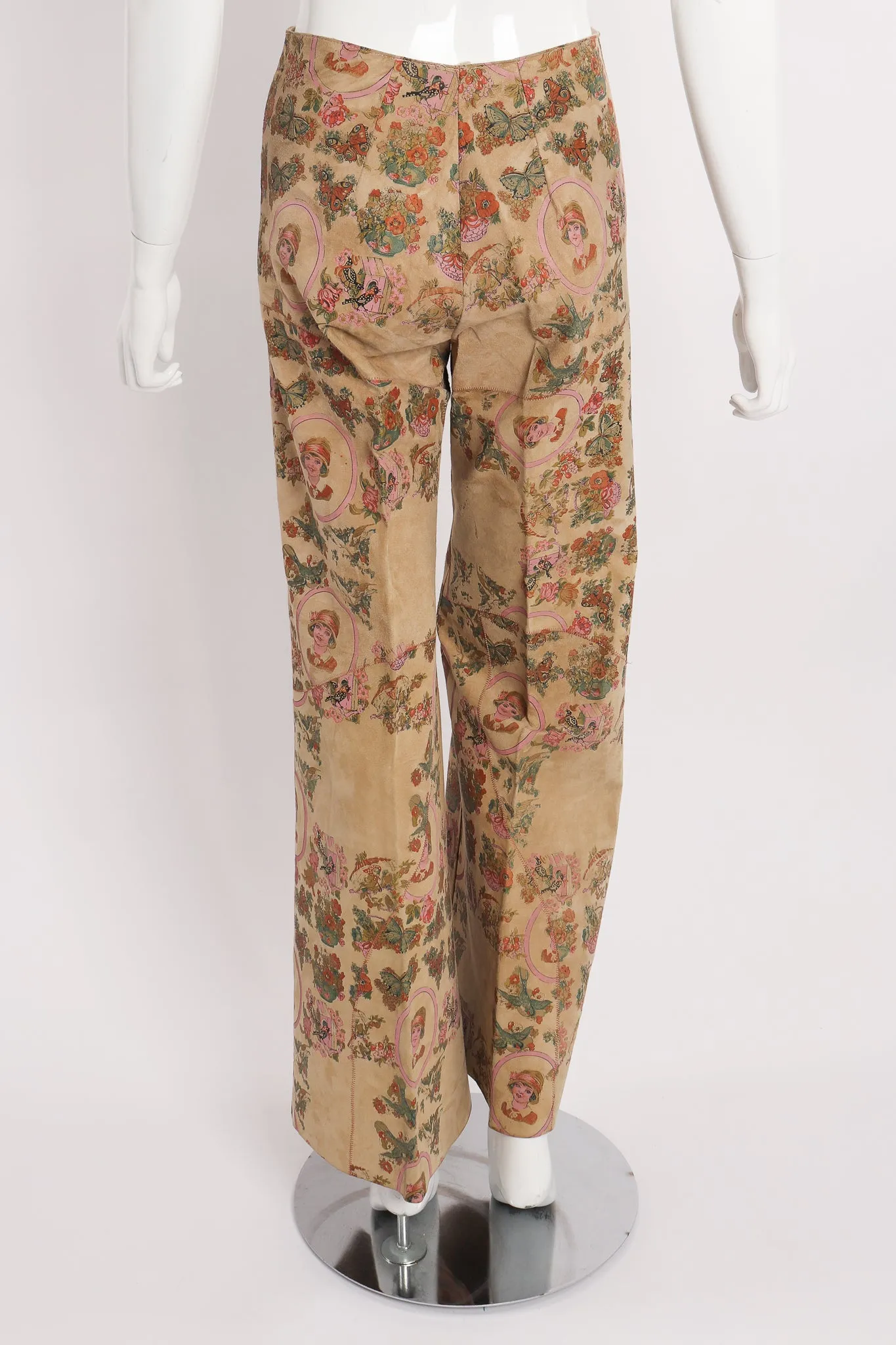 Portrait Printed Suede Pant