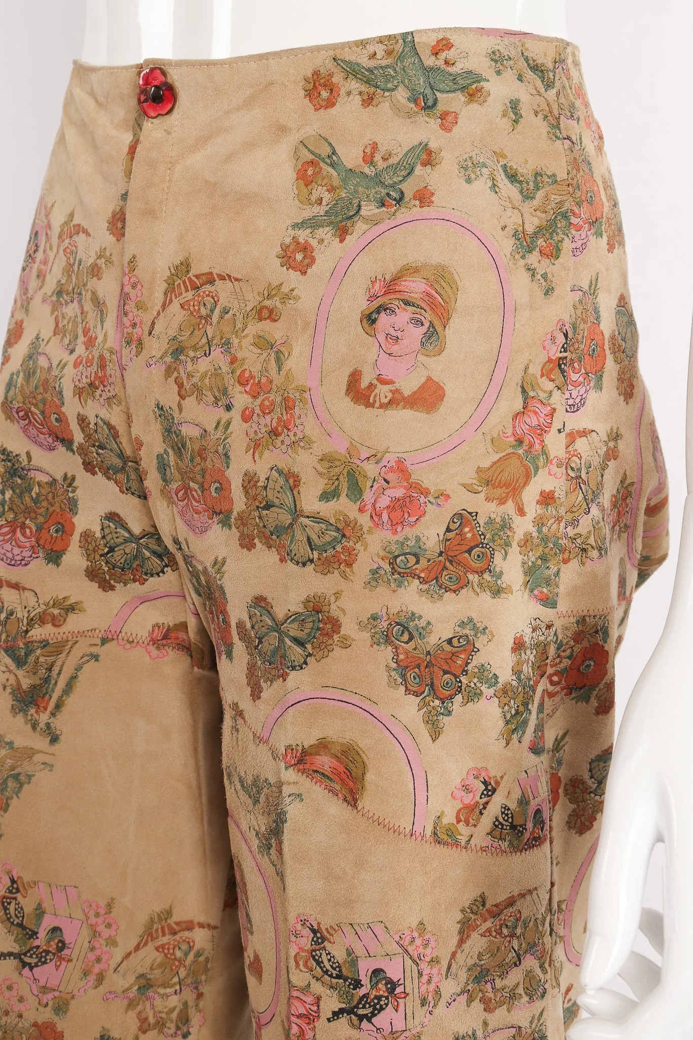 Portrait Printed Suede Pant