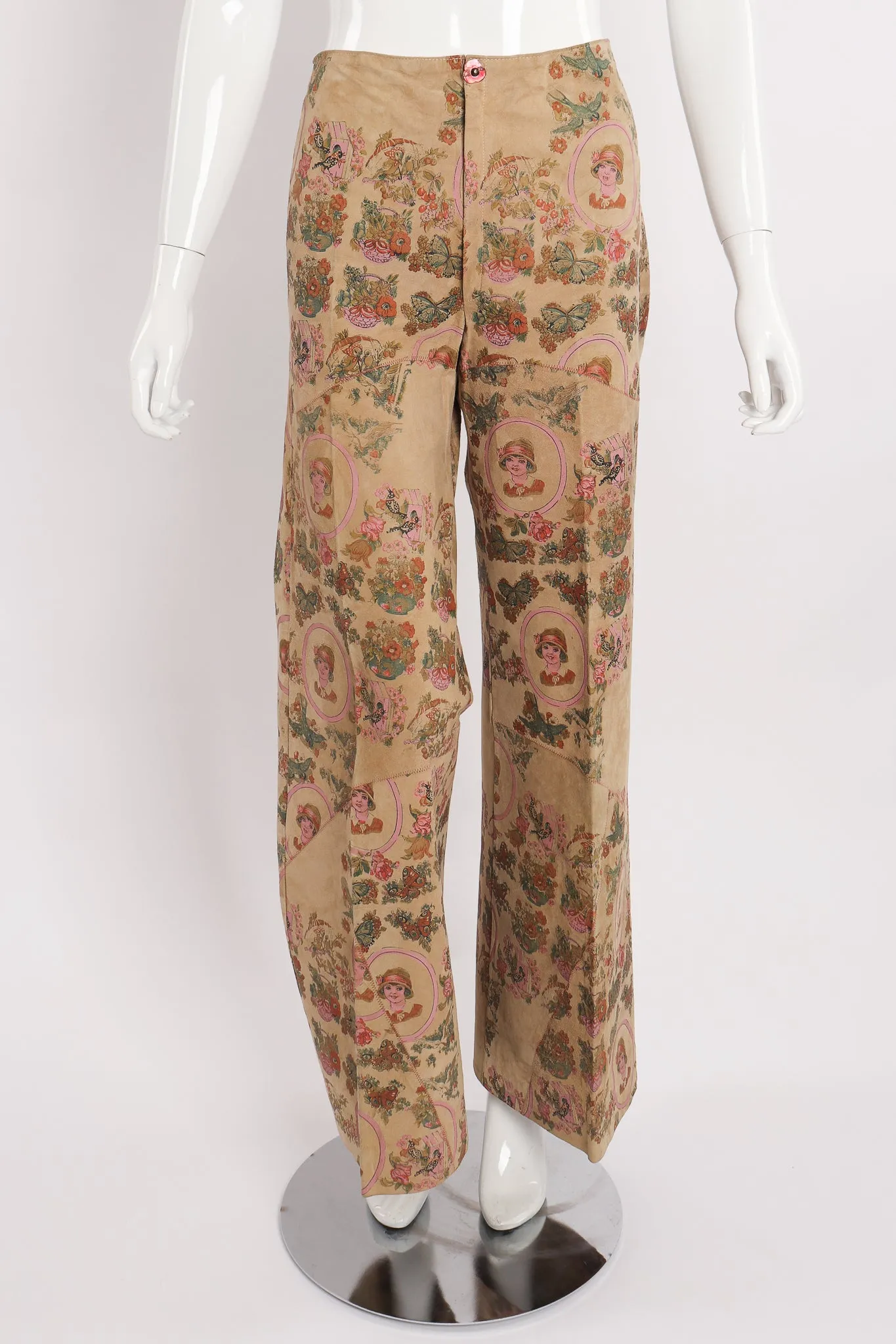 Portrait Printed Suede Pant