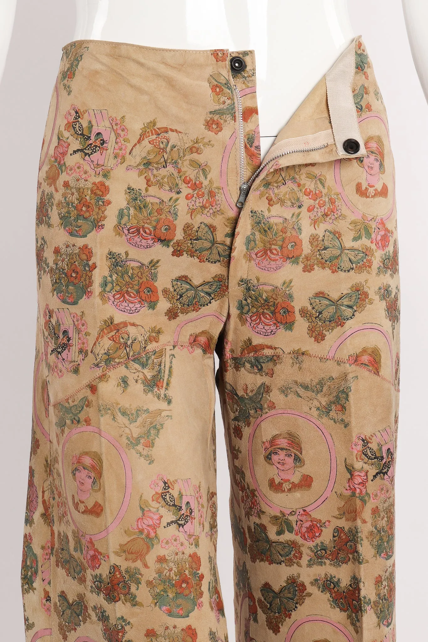 Portrait Printed Suede Pant