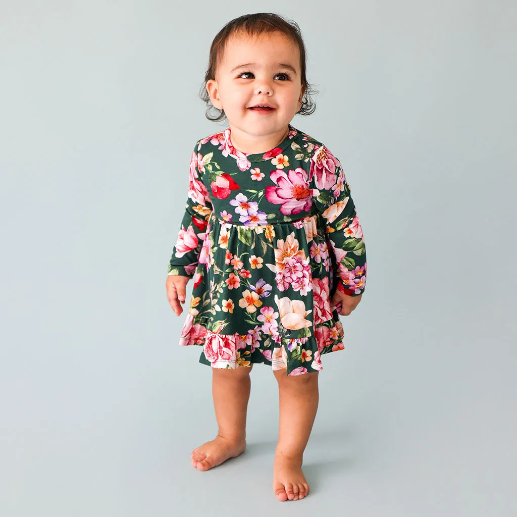 Posh Peanut Arsine L/S Ruffled Bodysuit Dress
