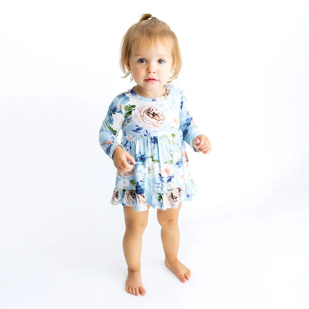 Posh Peanut Frostine L/S Ruffled Bodysuit Dress