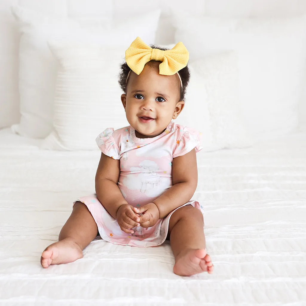 Posh Peanut Mary Ruffled Caplseeve Basic Twirl Skirt Bodysuit