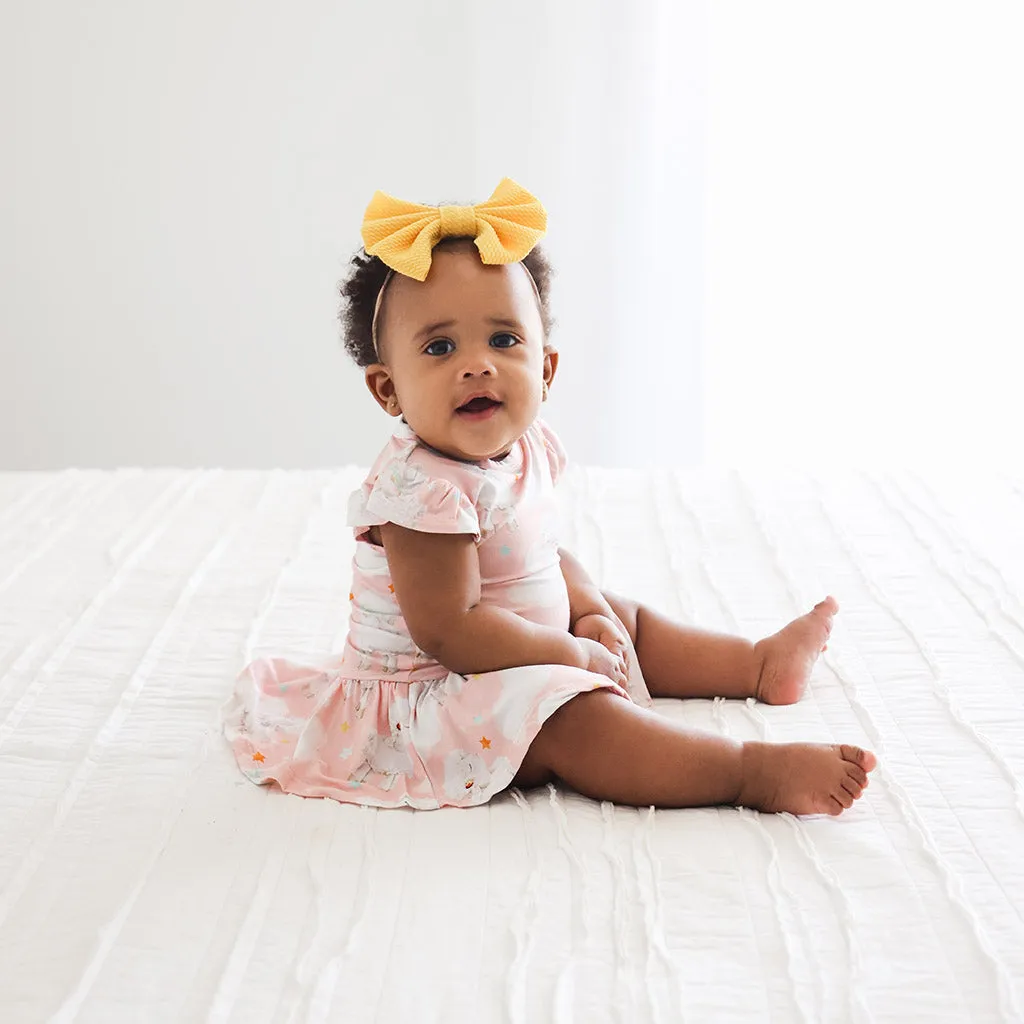 Posh Peanut Mary Ruffled Caplseeve Basic Twirl Skirt Bodysuit