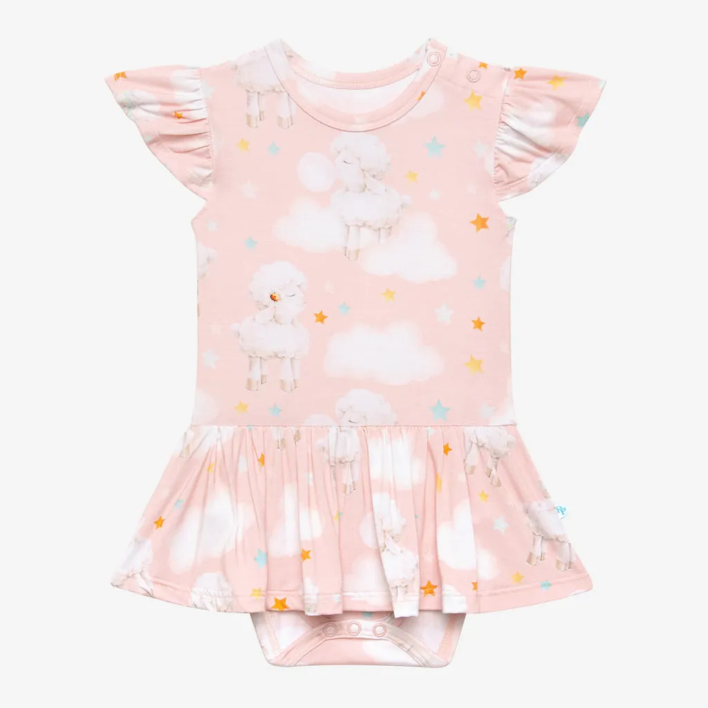 Posh Peanut Mary Ruffled Caplseeve Basic Twirl Skirt Bodysuit