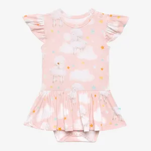 Posh Peanut Mary Ruffled Caplseeve Basic Twirl Skirt Bodysuit