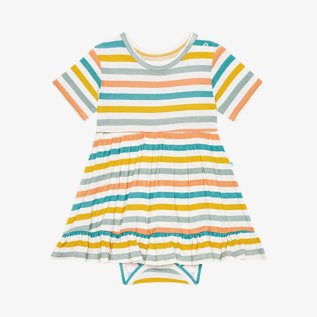 Posh Peanut Popsicle Stripe Short Sleeve Ruffled Bodysuit Dress