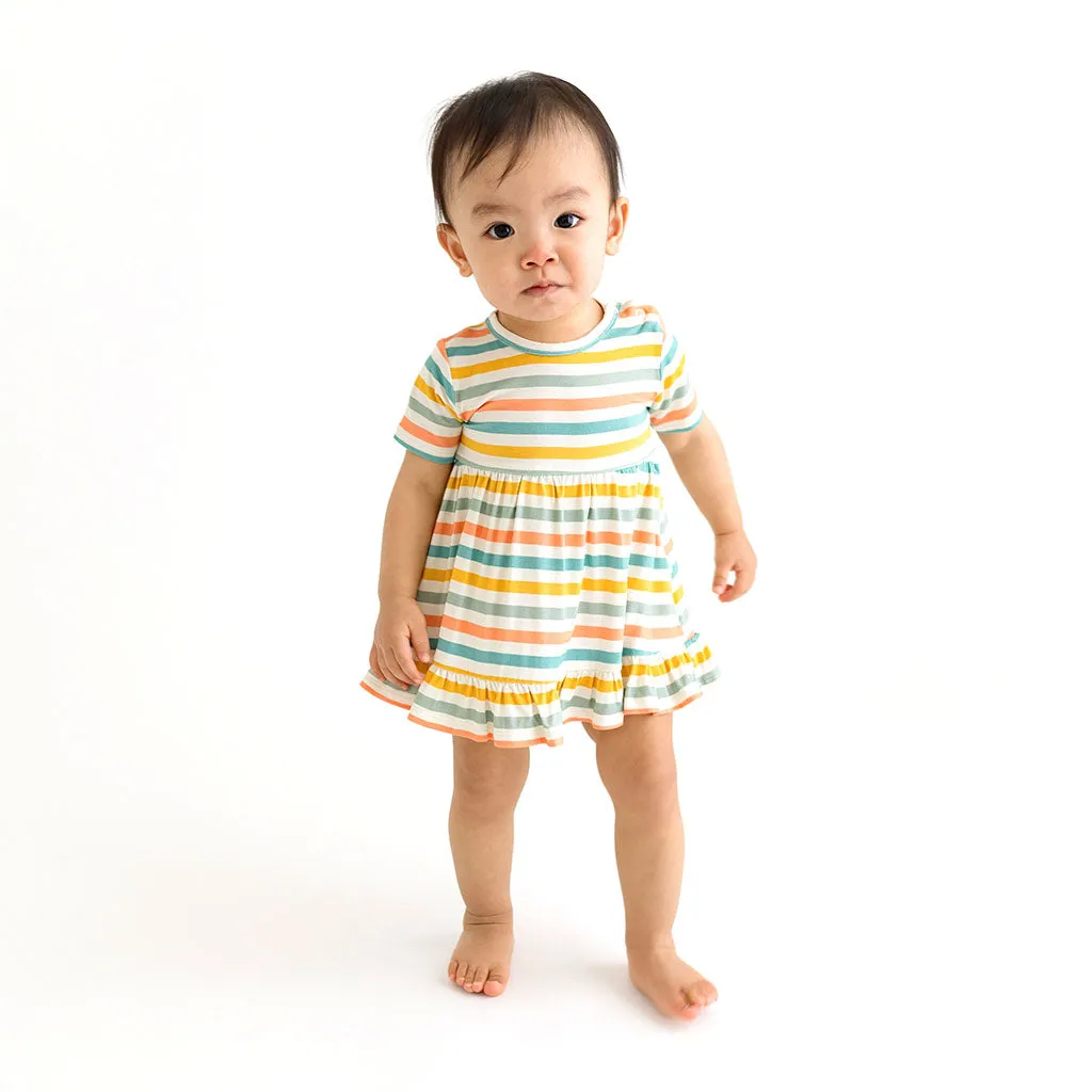Posh Peanut Popsicle Stripe Short Sleeve Ruffled Bodysuit Dress