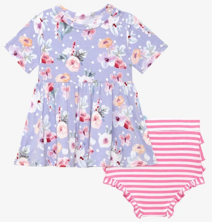 Posh Peanut Samantha S/S Basic Peplum Top & Bloomer Set