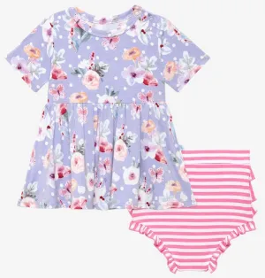 Posh Peanut Samantha S/S Basic Peplum Top & Bloomer Set