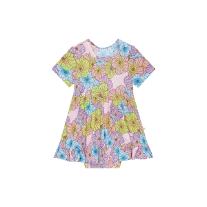 Posh Peanut Short Sleeve Ruffled Bodysuit Dress in Kourtney