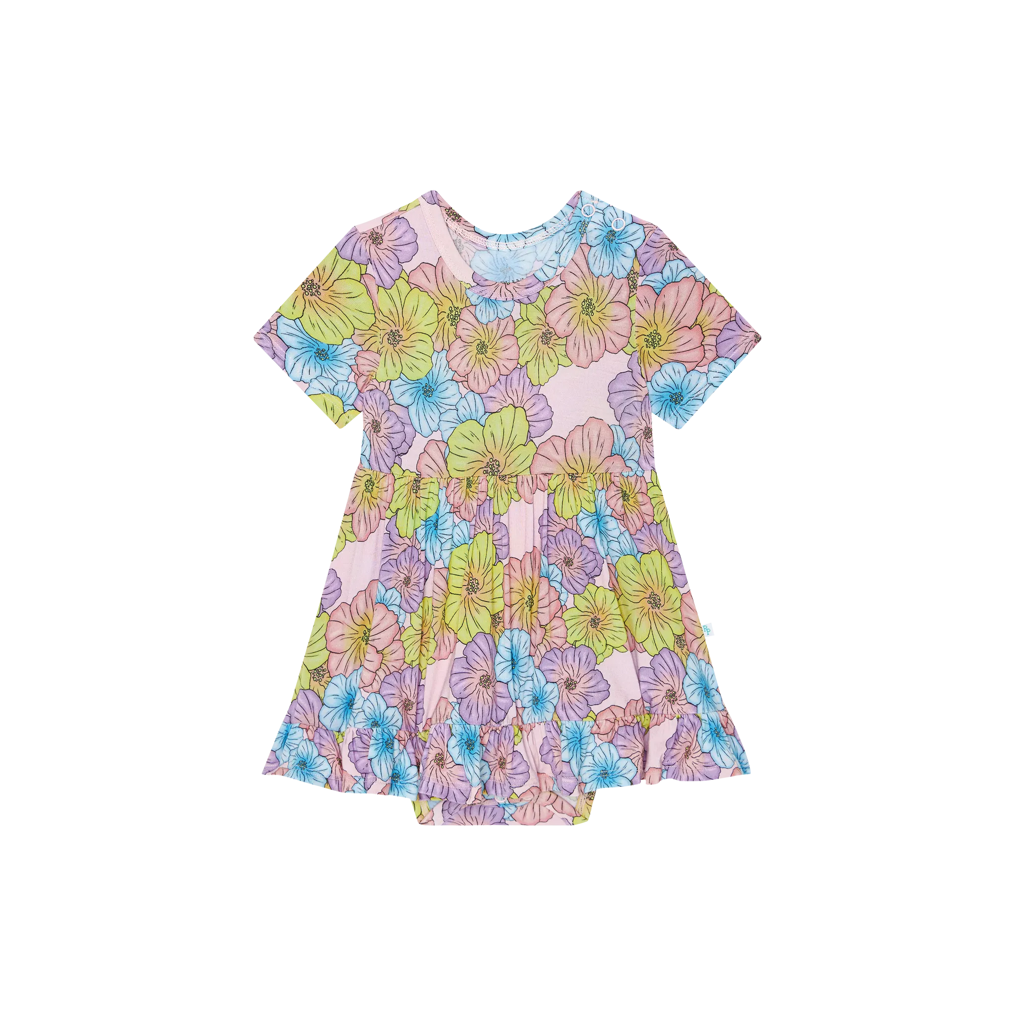 Posh Peanut Short Sleeve Ruffled Bodysuit Dress in Kourtney