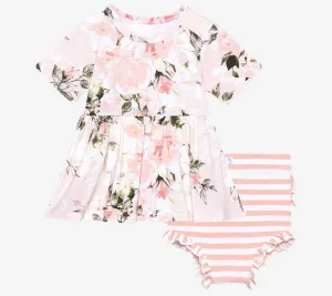Posh Peanut Vintage Pink Rose S/S Basic Peplum Top & Bloomer Set