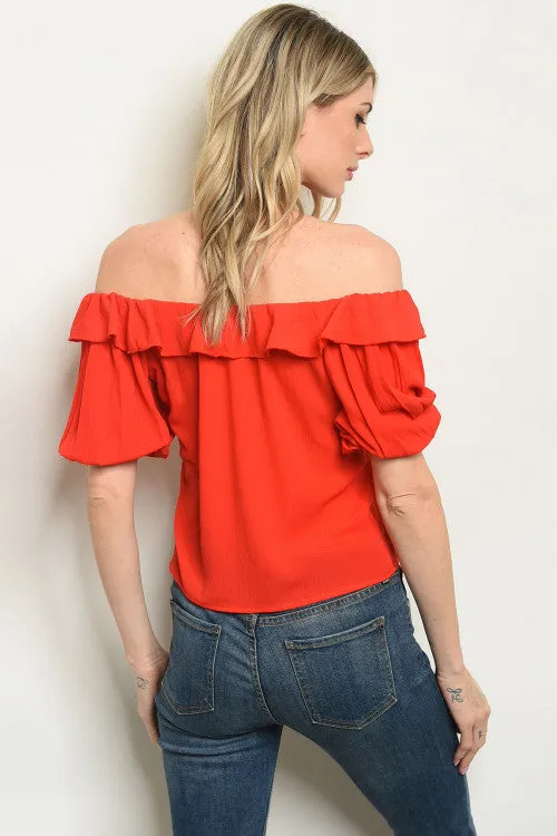 PRE-ORDER || Off the Shoulder Blouse | Red