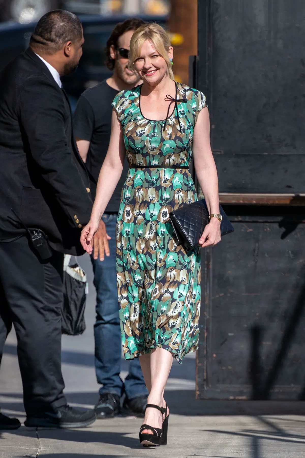 Prettiest 2019/2020 Prada 40s Inspired Lightweight Silk Dress w Green Floral Print & Ruffled Details