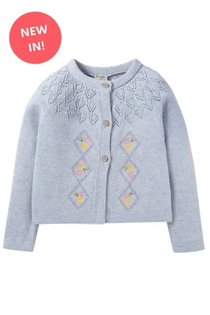 Primrose Pointelle Grey Cardigan Frugi Organic Clothing - Kid's Summer Clothing