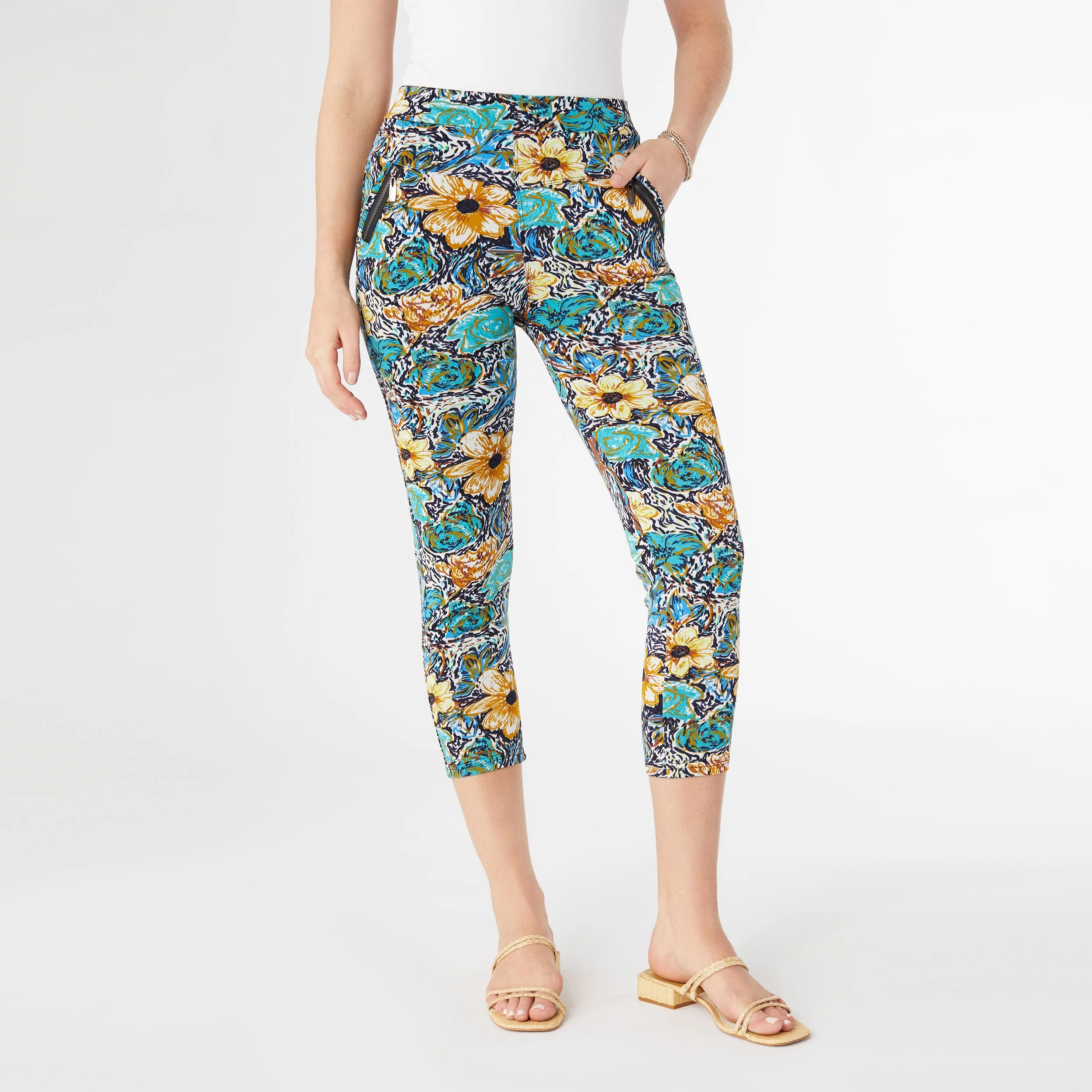 Printed Jasmine Capri Zip Pocket Leggings
