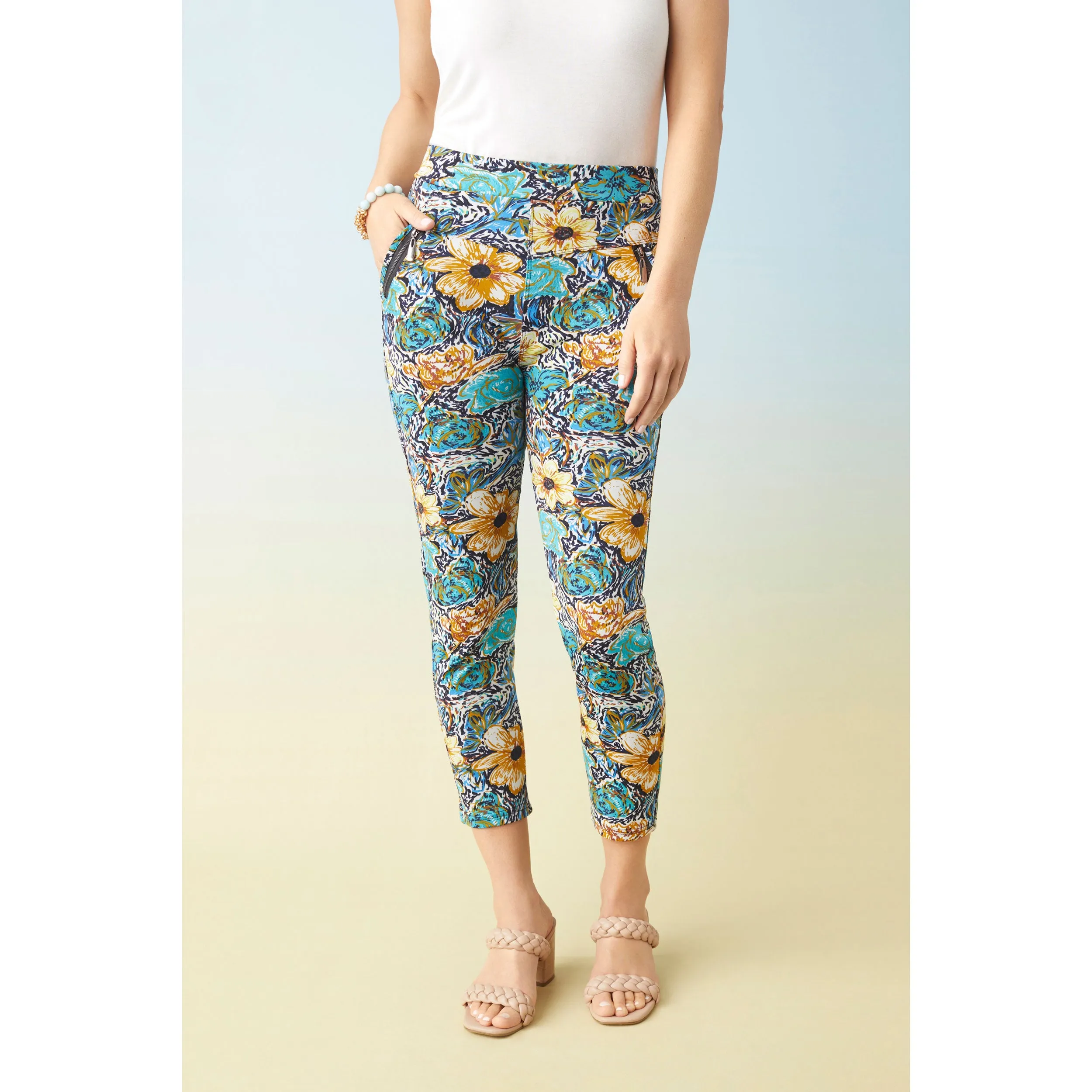 Printed Jasmine Capri Zip Pocket Leggings