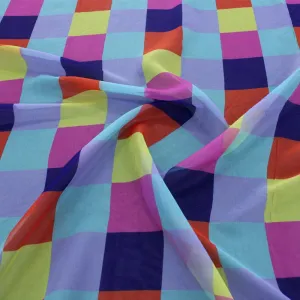 Printed Multi Colour Block Chiffon Fabric 150 cm